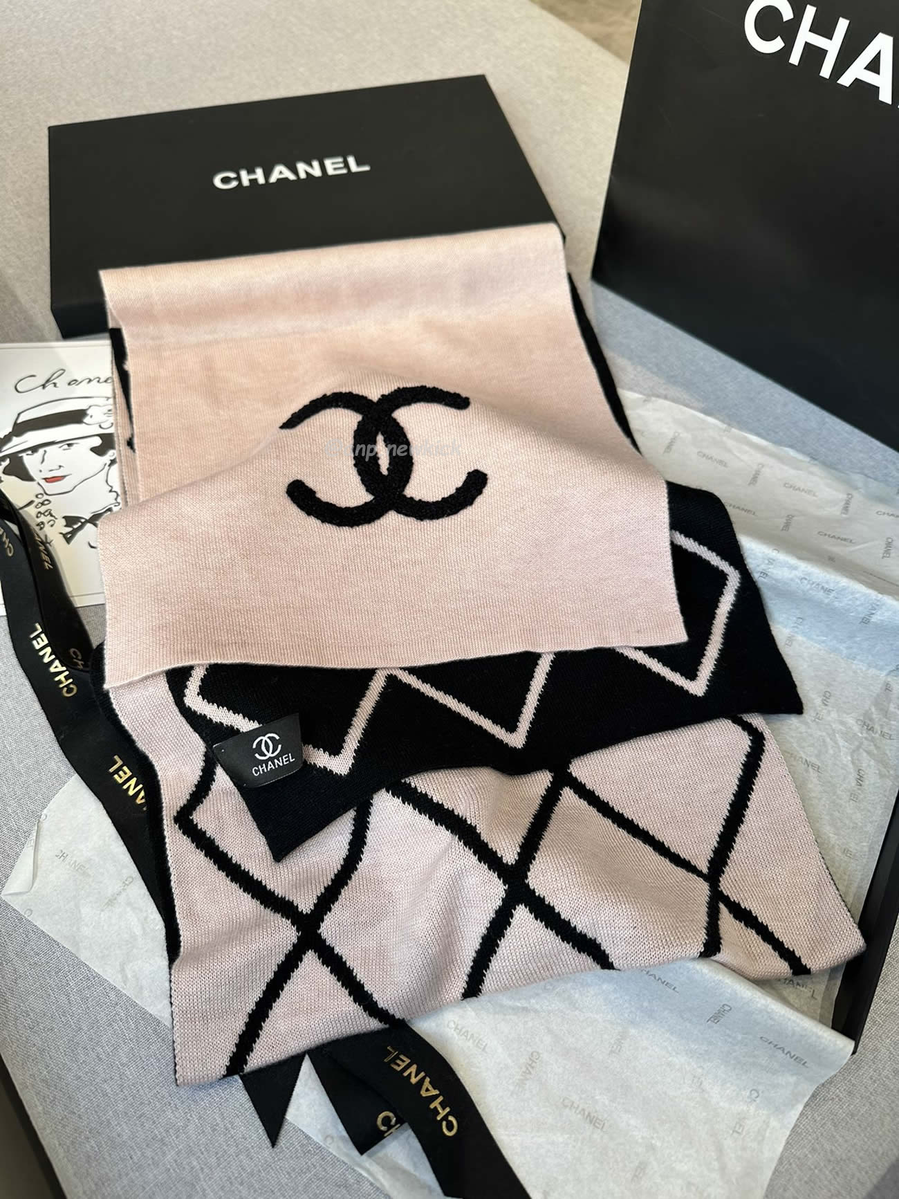 Chanel 2024 New 24b Cashmere Knitted Scarf 30x180cm (7) - newkick.org